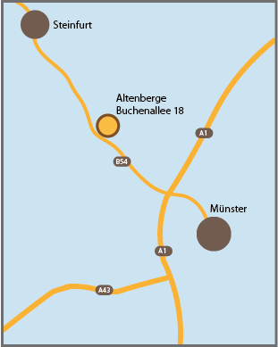 Standortkarte des Planungsbüros Hofer & Pautz in Altenberge zwischen Steinfurt und Münster